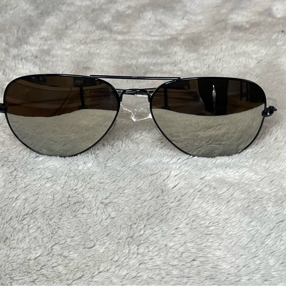 🔥 3 FOR $25 SALE 🔥 Oliver 58mm Aviator Sunglasses AQS Black Metal Mirrored NWOT - Picture 4 of 10